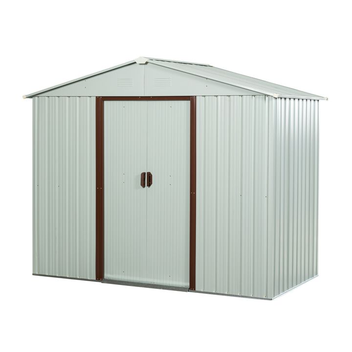 8ft x 4ft Outdoor Metal Storage Shed with metal foundation