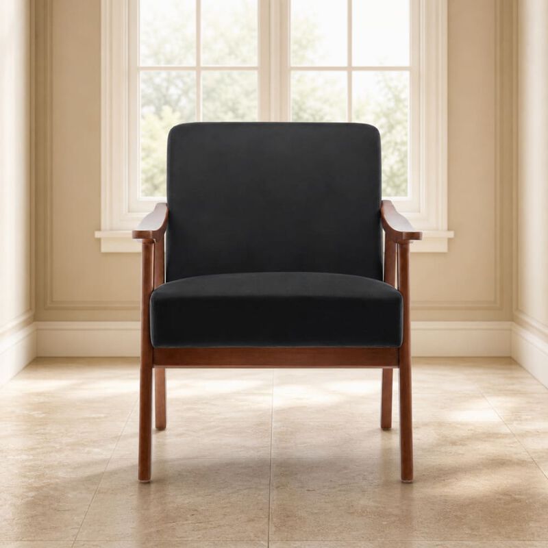 GOODSILO Mid-Century Modern Accent Chair, Wingback Lounge Chair with Thick Backrest for Living Room, Bedroom and Reading Spaces image number 3