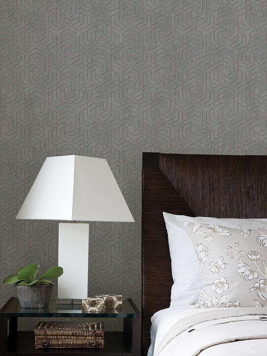 Tama Charcoal Geometric Wallpaper