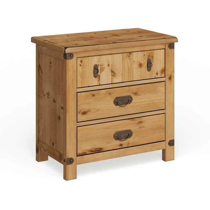 Cottage Style Weathered Elm 1pc Nightstand Ball Bearing Metal Glide USB Charger/Power Outlet
