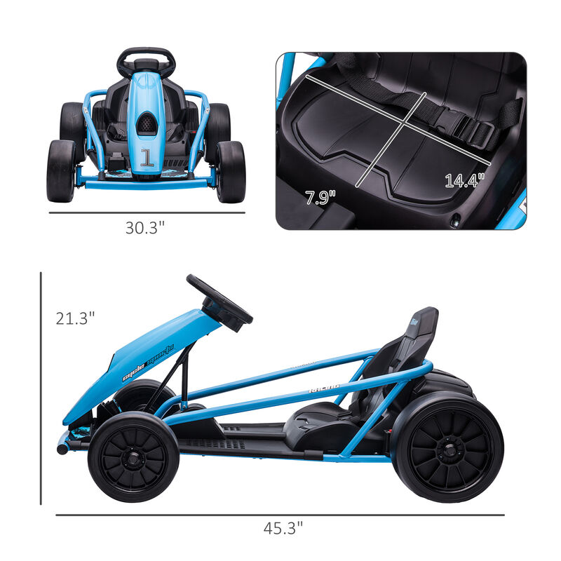BreeBe 24V Electric Go Kart for Kids, Drift Ride-On Racing Go Kart with 2 Speeds image number 2