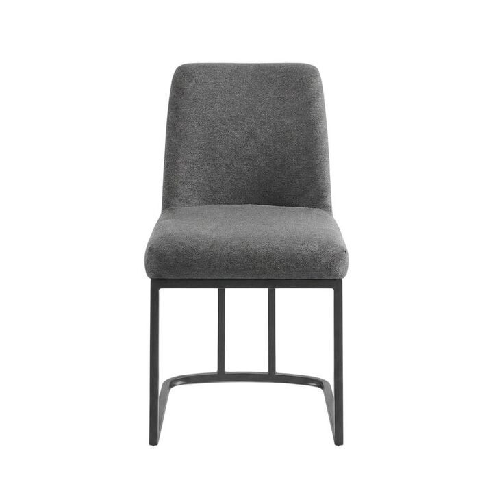 Upholstered Fabric Dining Side Chair with Sled Base, Black Charcoal
