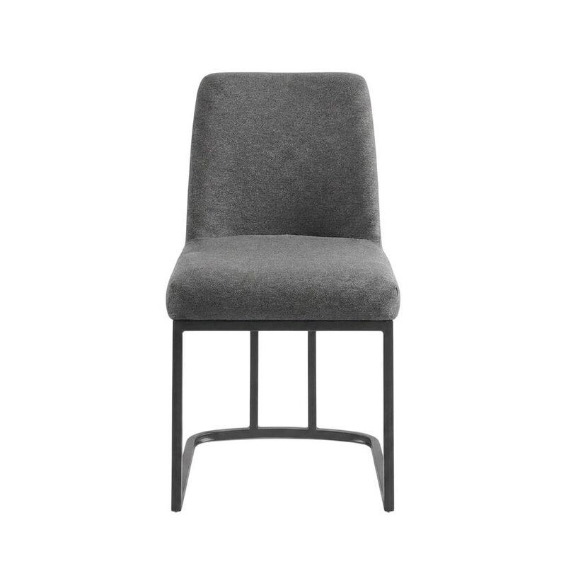 Upholstered Fabric Dining Side Chair with Sled Base, Black Charcoal image number 0