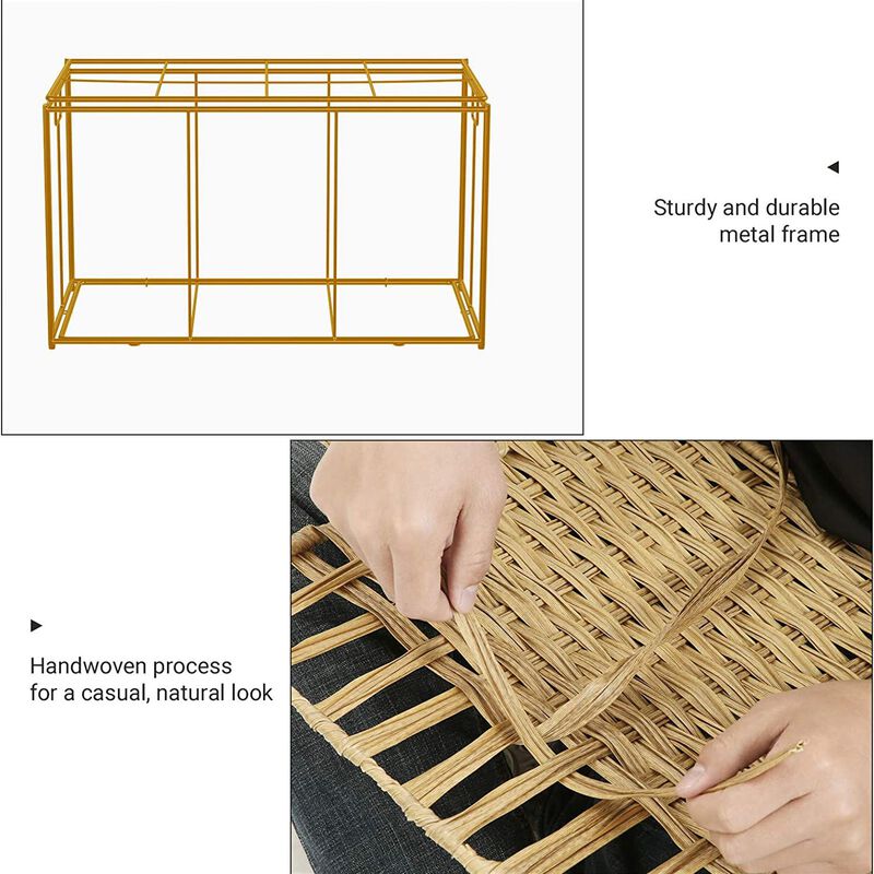 Storage Trunk with Cotton Liner and Metal Frame for Bedroom and Closet