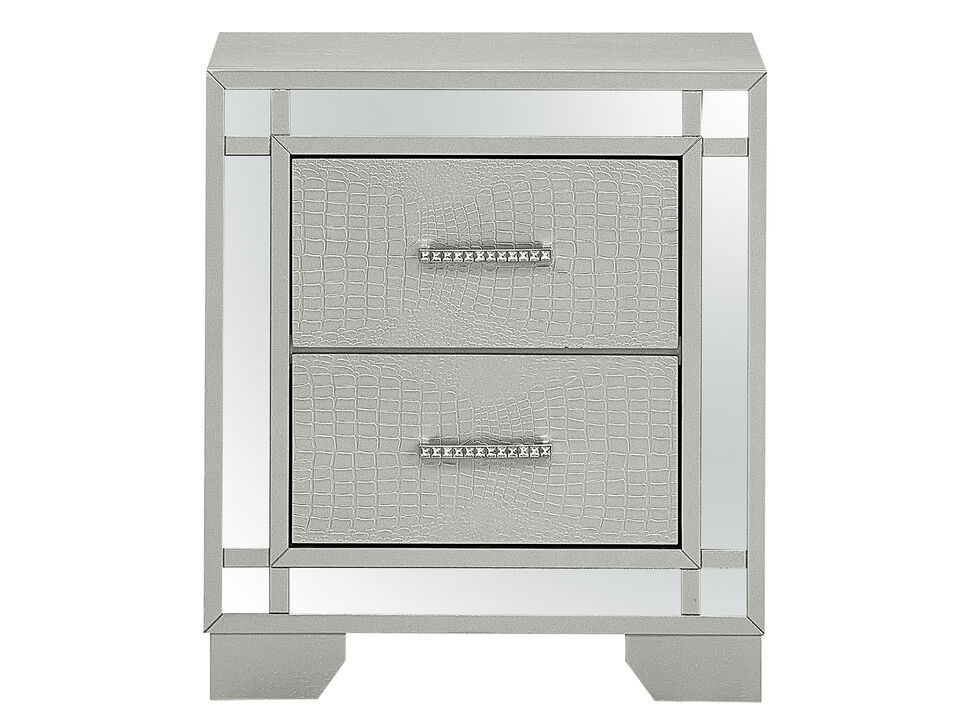 Madison 2-Drawer Silver Champagne Nightstand (26 in. H x 17 in. W x 23 in. D)
