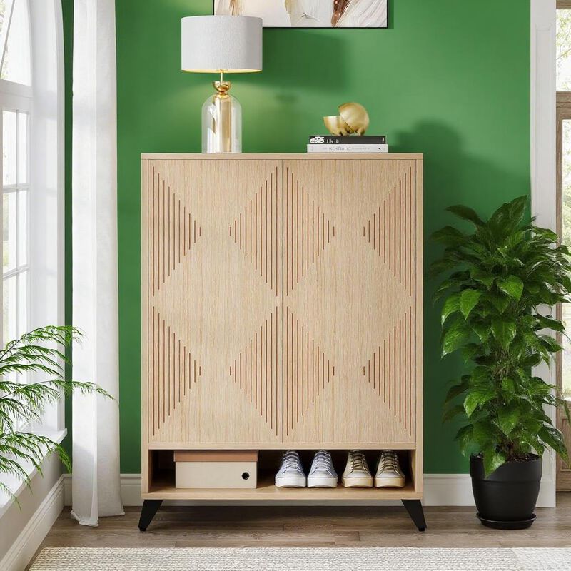 Entryway Natural Shoe Cabinet For Storage image number 4