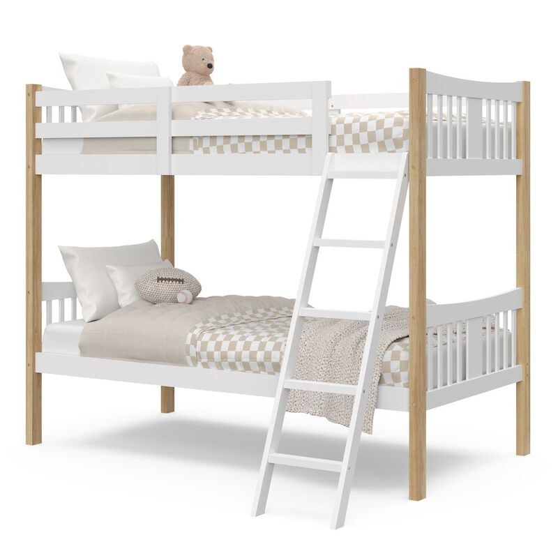 Storkcraft Caribou Twin-over-Twin Bunk Bed (White with Natural)