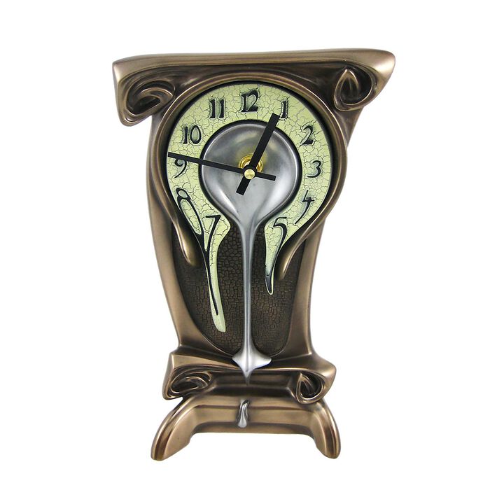 Bronze Finish Melting Mantel Clock Desk Table Dali