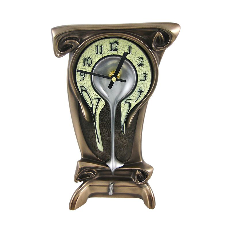 Bronze Finish Melting Mantel Clock Desk Table Dali image number 0