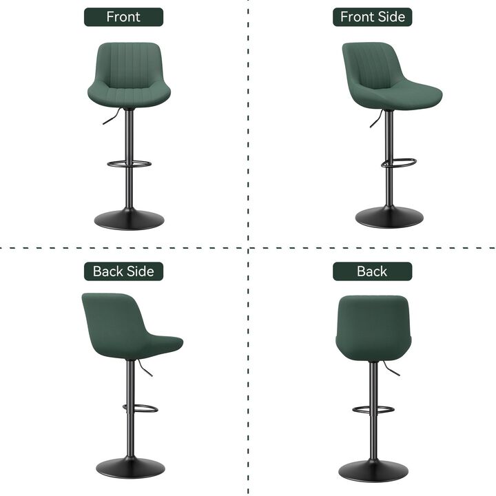 Swivel Bar Stools Set of 2, Upholstered Counter Height Bar Stools with Back and Footrest, 360 Degree Swivel Kitchen Island Chairs, Modern Barstools for Kitchen Counter, Home Bar, Dining