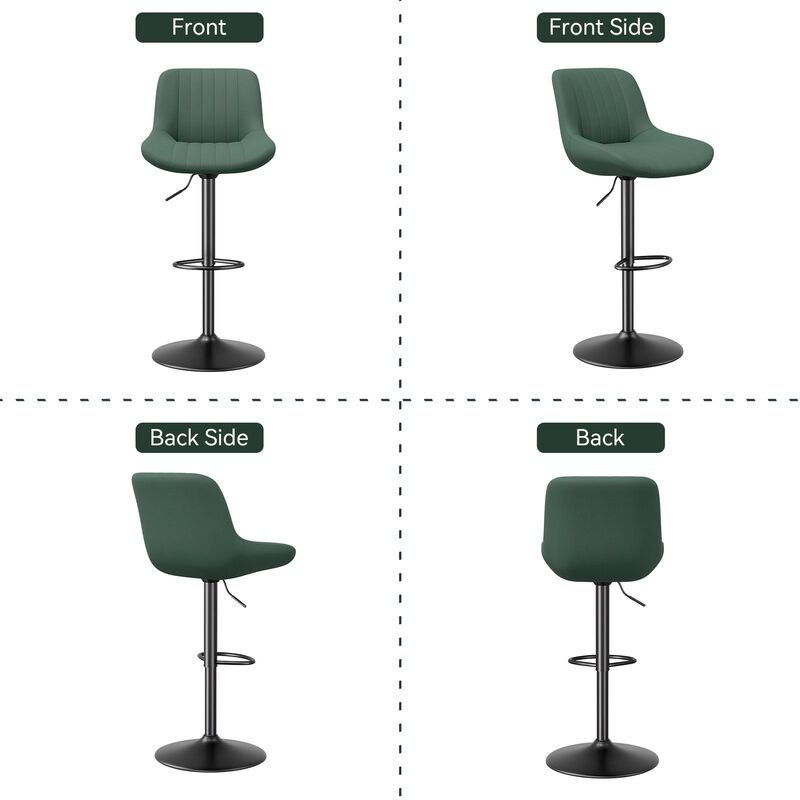 Swivel Bar Stools Set of 2, Upholstered Counter Height Bar Stools with Back and Footrest, 360 Degree Swivel Kitchen Island Chairs, Modern Barstools for Kitchen Counter, Home Bar, Dining image number 1