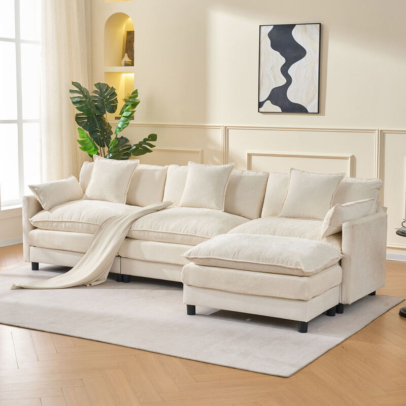 Envelor Modern L-Shaped Modular Chenille Sectional Sofa image number 6