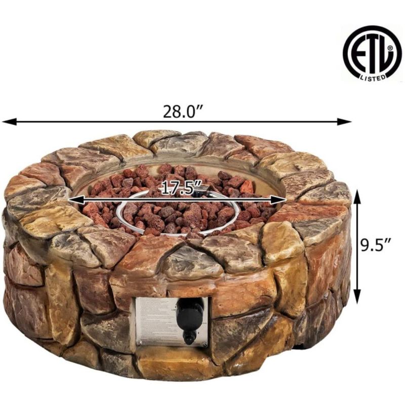 Hivvago Propane Gas Fire Pit with Lava Rocks and Protective Cover