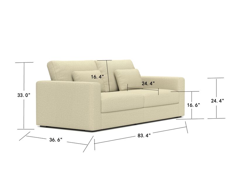 HOT SALE! 83" Modern Sofa Couches for Living Room, 3 Seater Sofa with Detachable Cover & double cushioning