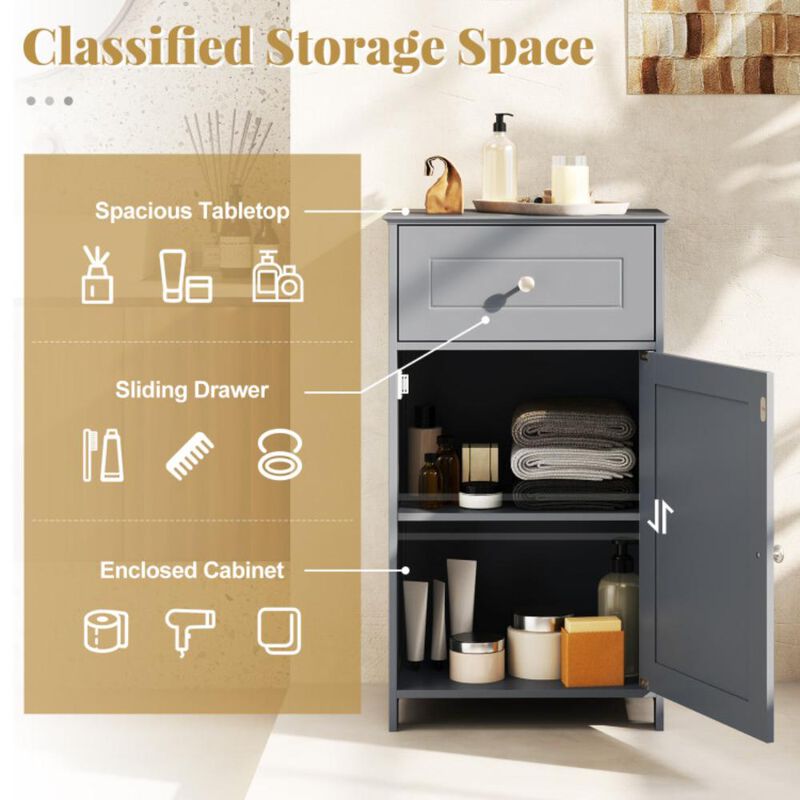 Hivvago Bathroom Cabinet with Drawer Single Door with Adjustable Shelf