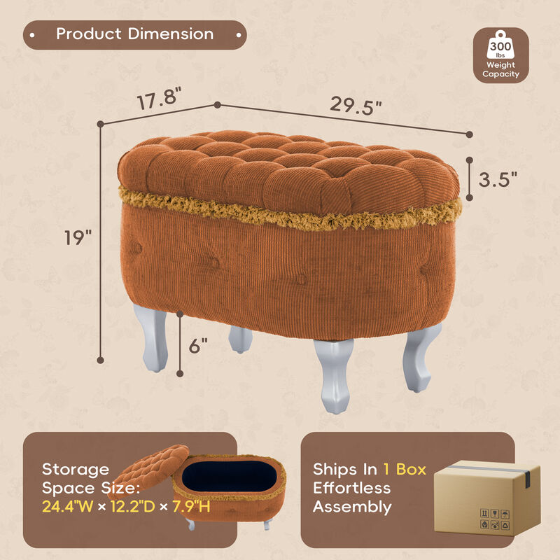 Merax Tufted Storage Bench with Tassel Accents