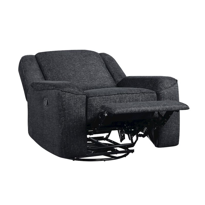 Lexicon Monterey Chenille Swivel Reclining Chair In Ebony