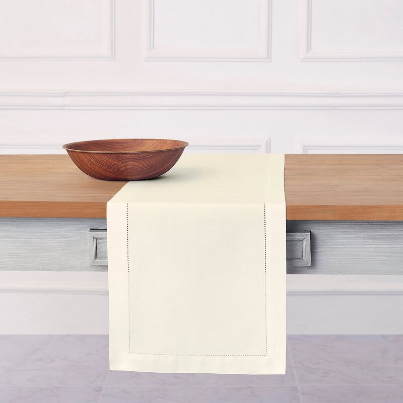 Solino Home Cotton Linen Hemstitch Table Runner &ndash; Handcrafted, Machine Washable, Perfect for Holiday and Everyday Dining