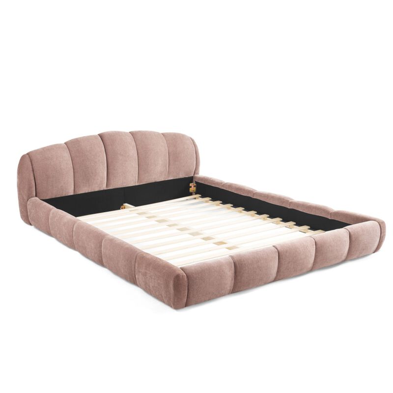Nefjad Chenille Upholstered Platform Bed Frame image number 0