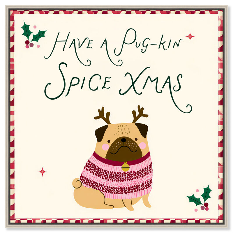 Spicy Pugmas Animals Canvas Print by Art Remedy image number 0