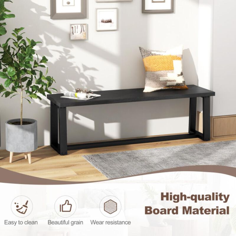Hivvago Wood Dining Bench with Metal Frame and Adjustable Footpads