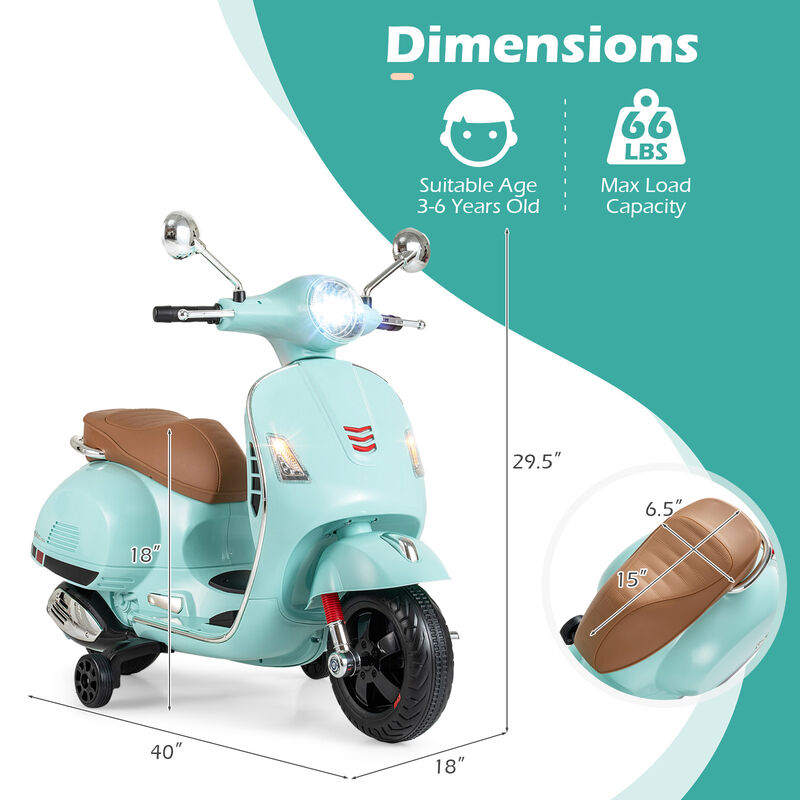 Kids 12V Ride On Motorcycle with Training Wheels and Music System image number 2