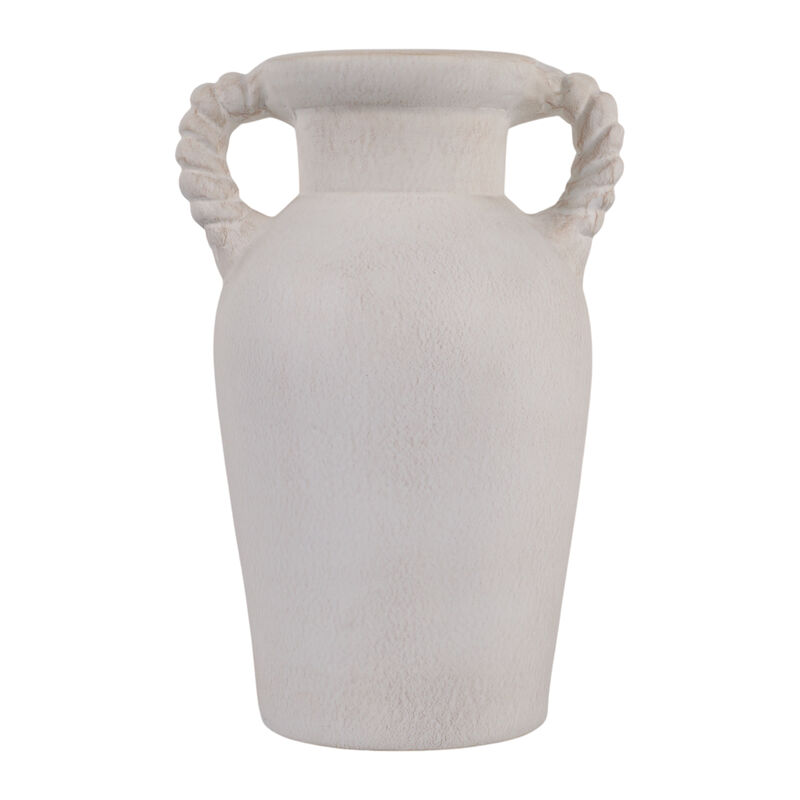 14x9" Twisted Handle Terracotta Vase, White image number 4