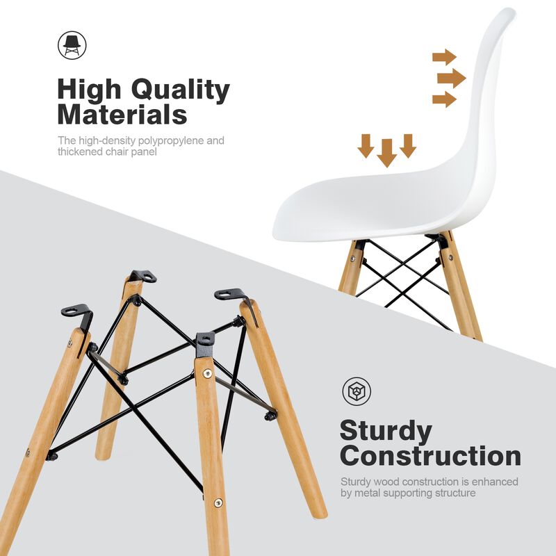 4 Pieces Modern Armless Dining Chair Set with Wood Legs