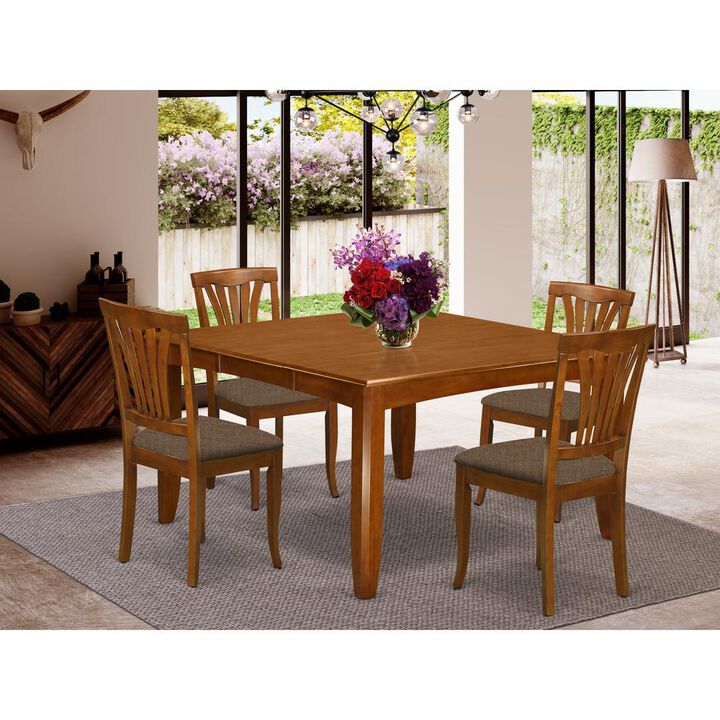 5 Pc Dining room set-Square Table with Leaf and 4 Dining Chairs