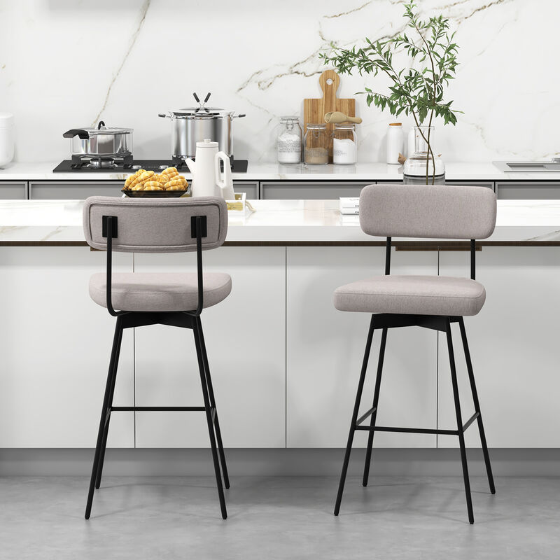 Set of 2 Upholstered Swivel Bar Stools Counter Height for Comfort and Style