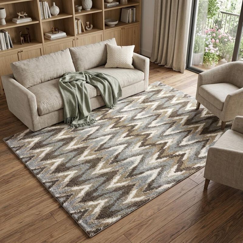 HomeRoots Ikat Pattern Area Rug image number 1