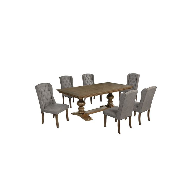 Best Quality Furniture Dinging Set With 6 Dark Grey Side Chairs And One 72 Wood Dining Table