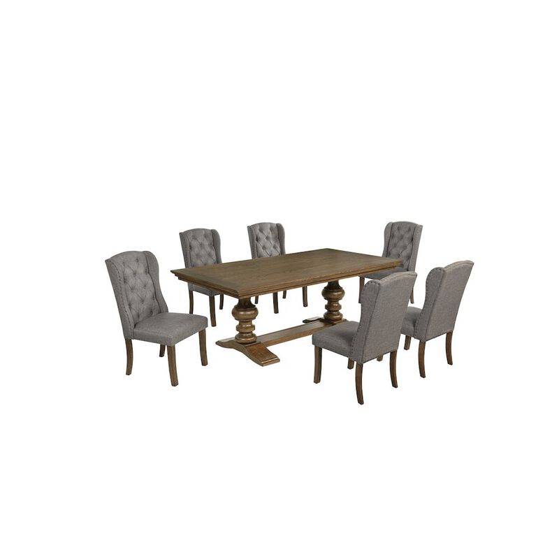 Best Quality Furniture Dinging Set With 6 Dark Grey Side Chairs And One 72 Wood Dining Table