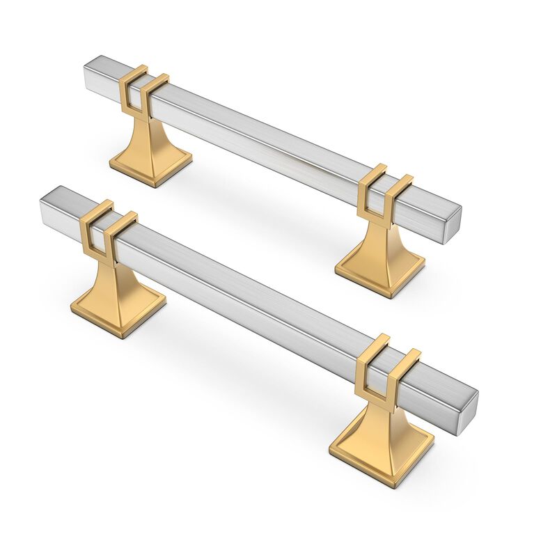 Lepatape 10 Pack 3-3/4 Inch Cabinet Pulls Brushed Nickel and Gold Cabinet Handles, Silver and Gold Dresser Drawer Pulls Brushed
