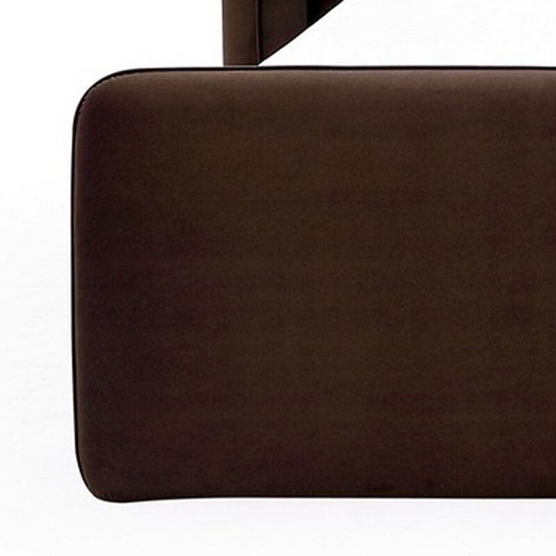 Baca Queen Platform Bed, Velvet Upholstery, Wingback Headboard, Brown - Benzara image number 3
