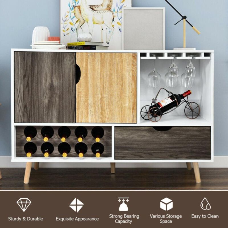 Hivvago Mid-Century Buffet Sideboard Wooden Storage Cabinet