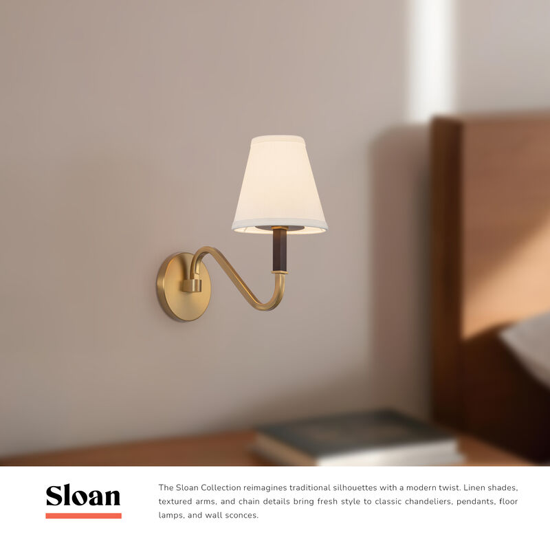 Sloan 12-in Damp-Rated Wall/Vanity Light with Linen Shade image number 6