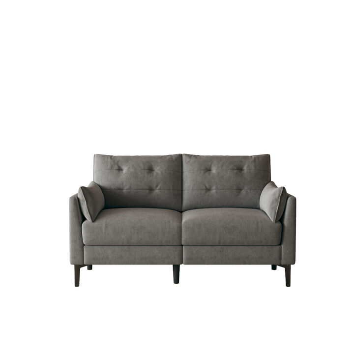 57.5inch cotton linen dark gray love seat metal feet Plastic feet Thick cushion with two armrests