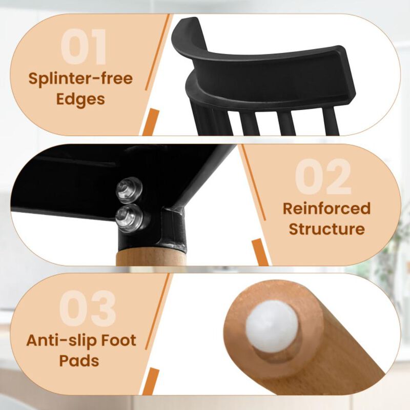 Hivvago Set of 4 Windsor Dining Chairs with Spindle Backs and Curved Seats