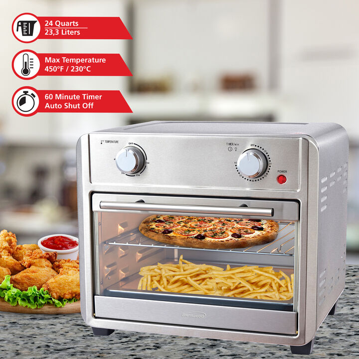 Brentwood 1700 Watt 24 Quart Convection Air Fryer Toaster Oven in Silver