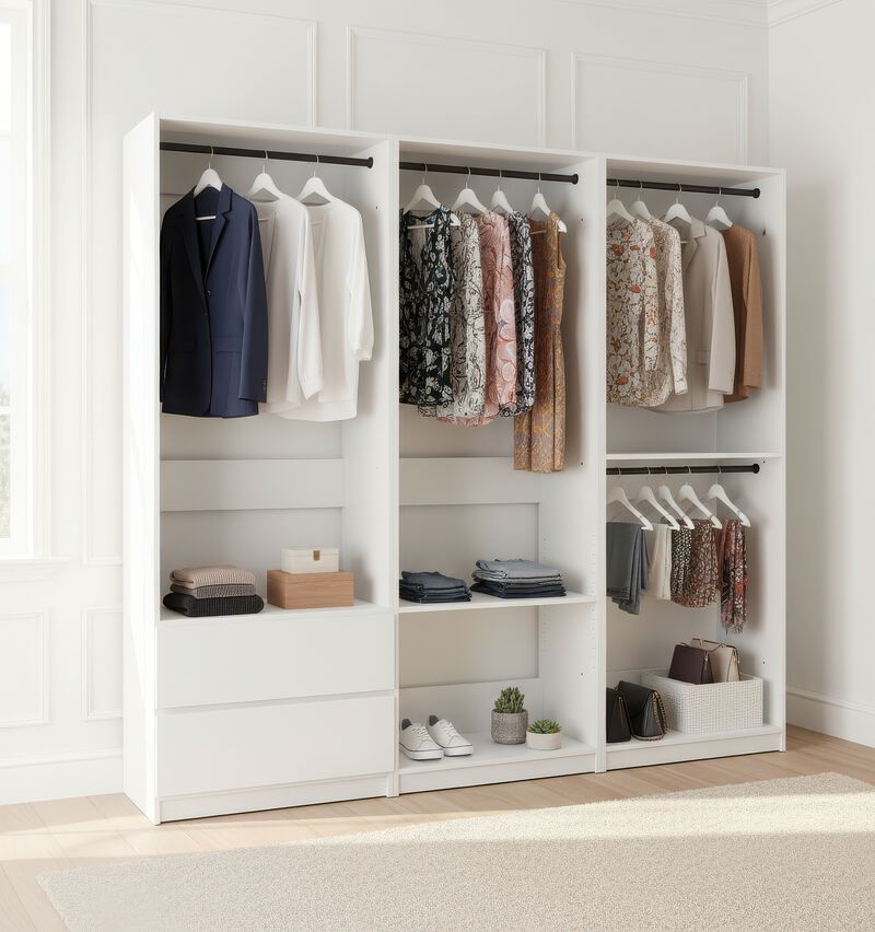 Prosper White Freestanding Walk in Wood Closet System