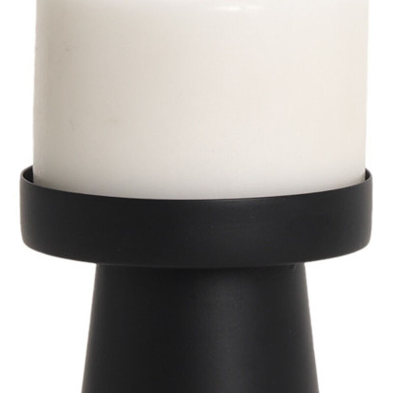 HomeRoots 6" Black Metal Tabletop Pillar Candle Holder image number 2