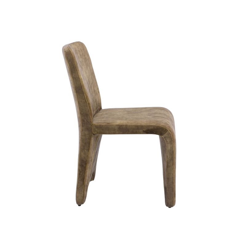 Cid Lou 19 Inch Side Dining Chair Set of 2, Brown Polyester, Panel Frame image number 4