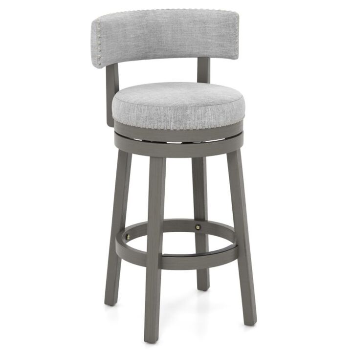 Hivago Swivel Bar Stool with Upholstered Back Seat and Footrest