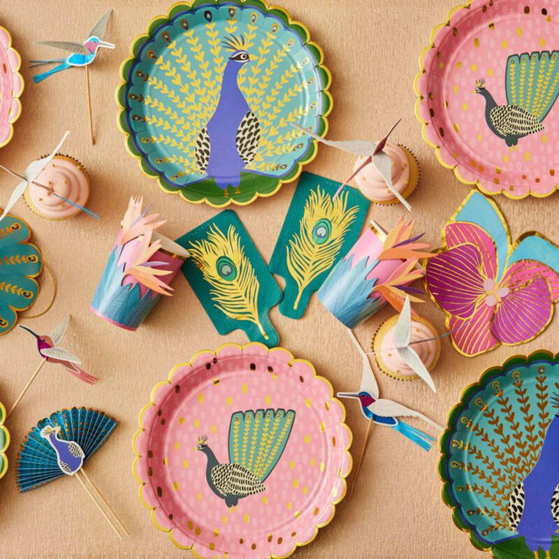 Ma Fete Tropical Paper Cups With Flower Sleeves (8)