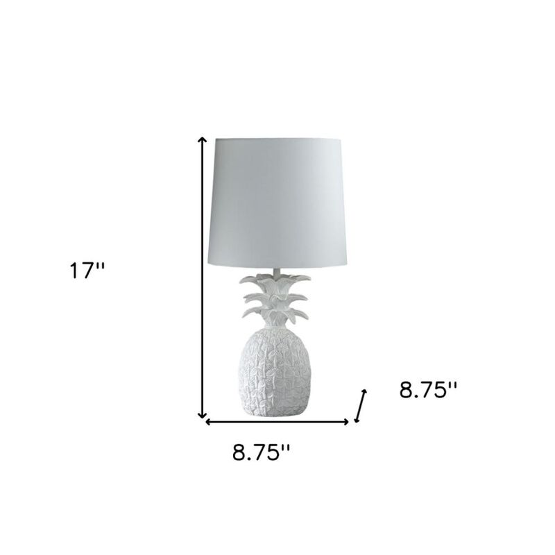 Hivvago 17" White Pineapple Table Lamp With White Empire Shade