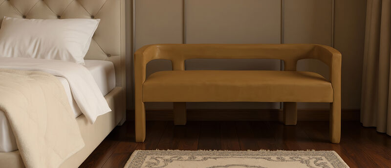 Meridian Furniture Athena Saddle Velvet Bench image number 1