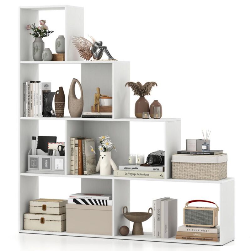 4-Tier Stair-Step Bookshelf with 6 Open Storage Cubes &ndash; Modern Display Rack for Home or Office