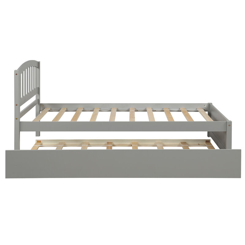 Twin size Platform Bed Wood Bed Frame with Trundle