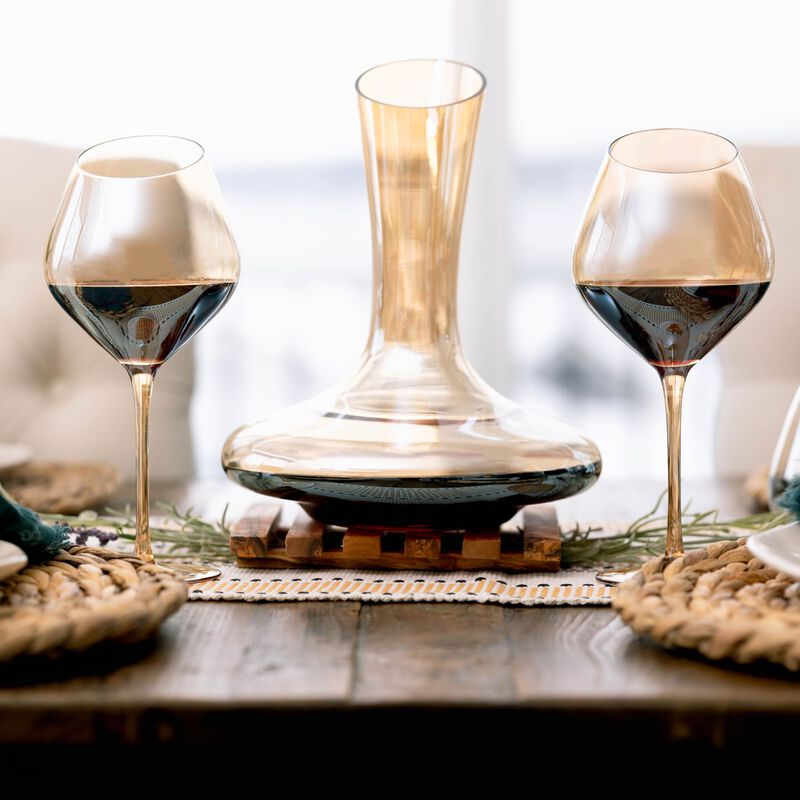 Jeanne Fitz Set of 2 Slant Collection Red Wine Glasses,Gold